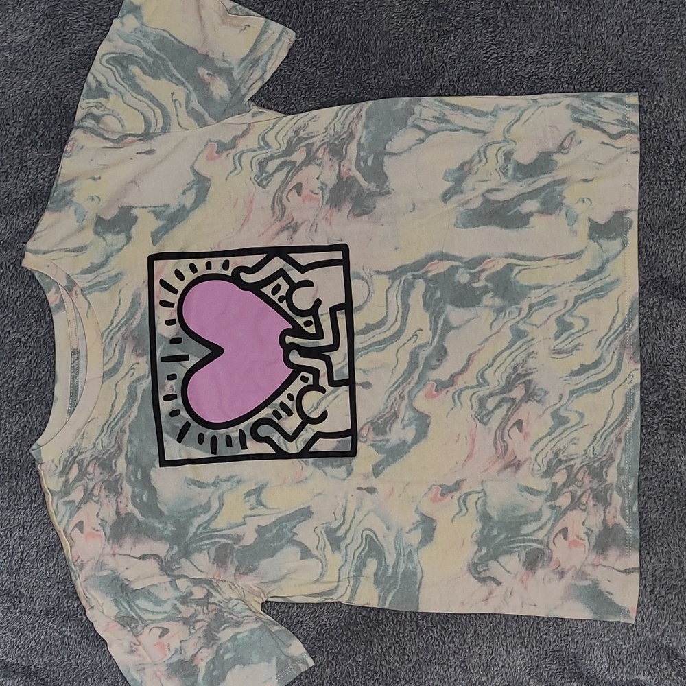 Keith Haring marbled/ tie-dye t-shirt